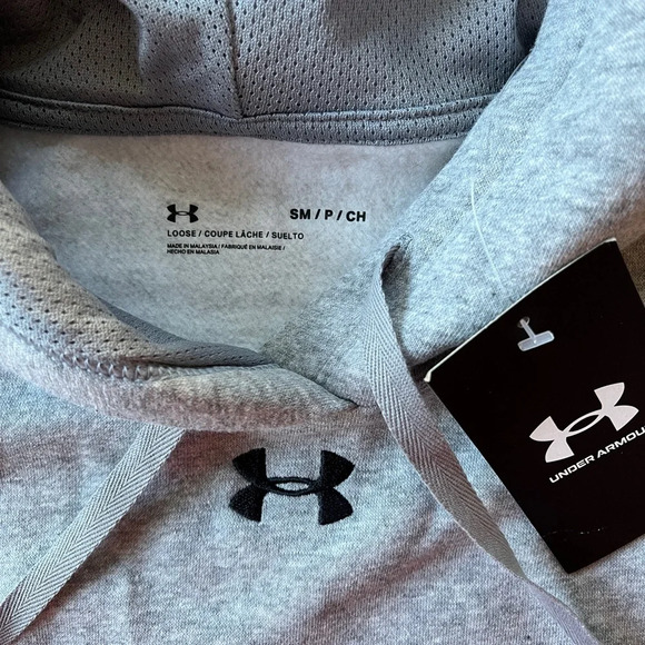 NWT Under Armour Women’s Hustle Fleece Hoodie, Grey Heather, Size S - Picture 3 of 4